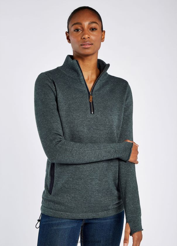 Dubarry נשים סוודר עם צווארון רוכסן של מוריסי הַלבָּשָׁה חלוק אבן כהה 62HPJ545